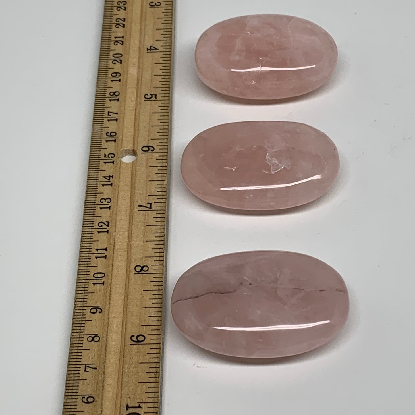 145.5g , 2"-2", 3pcs, Natural Pink Rose Quartz Palm-stone Small Sizes, B34548