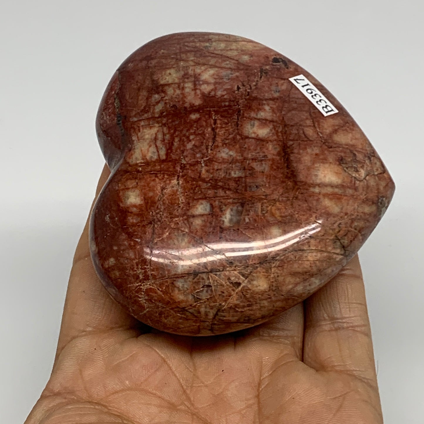 0.49 lbs, 2.9"x3.3"x1.1", Red Jasper Heart Polished Healing Home Decor, B33917