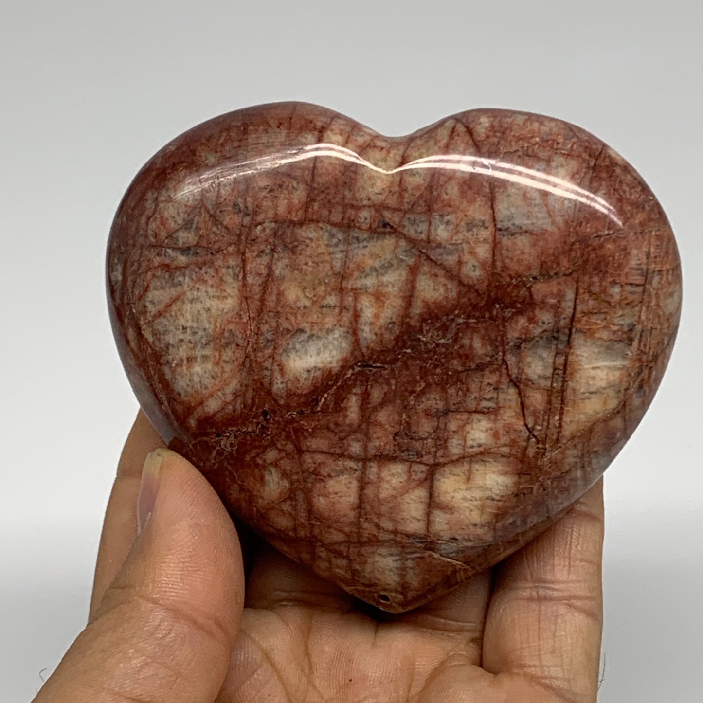 0.49 lbs, 2.9"x3.3"x1.1", Red Jasper Heart Polished Healing Home Decor, B33917