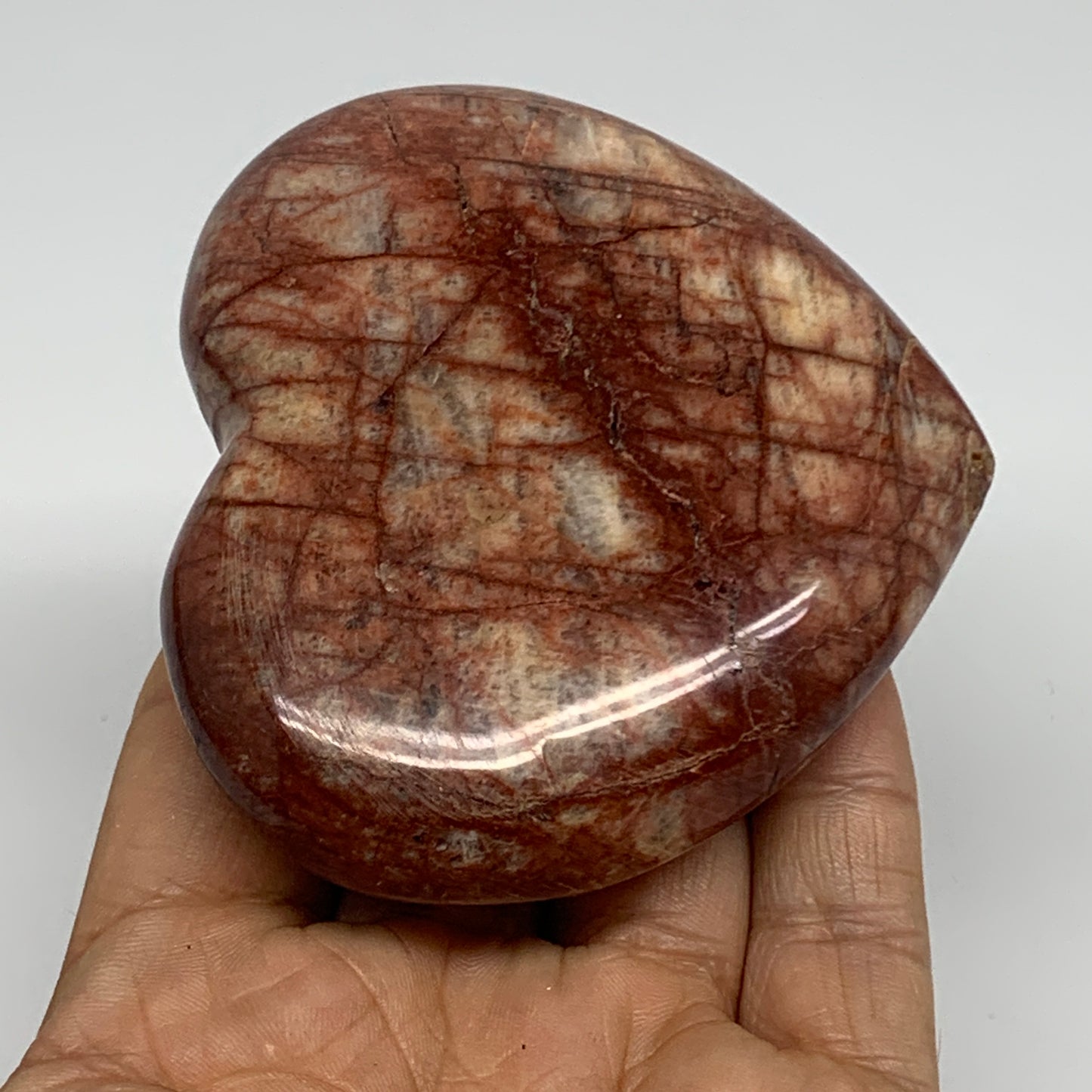 0.49 lbs, 2.9"x3.3"x1.1", Red Jasper Heart Polished Healing Home Decor, B33917