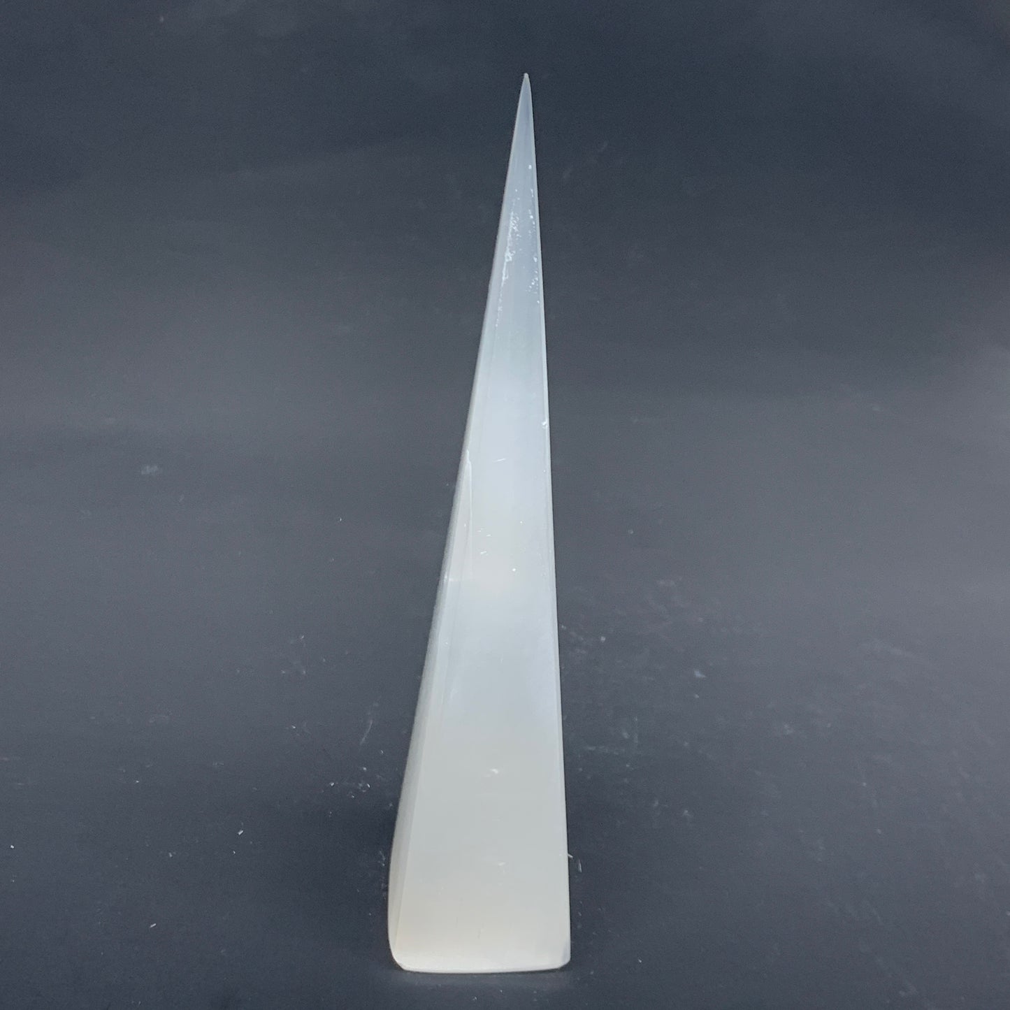 262.6g, 7.5"x1.6" Selenite (Satin Spar) Crystal Crystal Tower Point, B35962