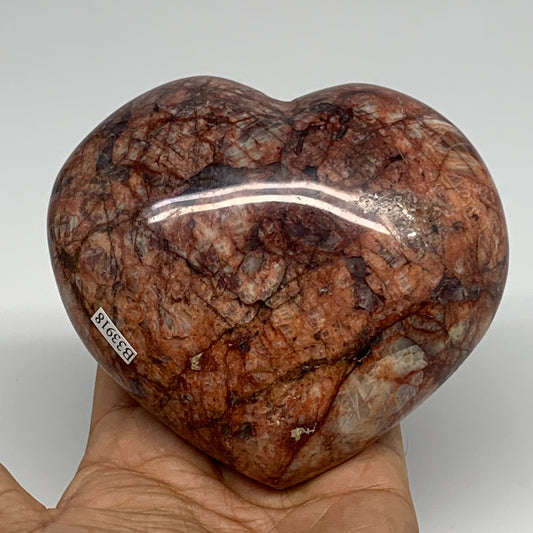1.55 lbs, 3.9"x4.3"x2", Red Jasper Heart Polished Healing Home Decor, B33918