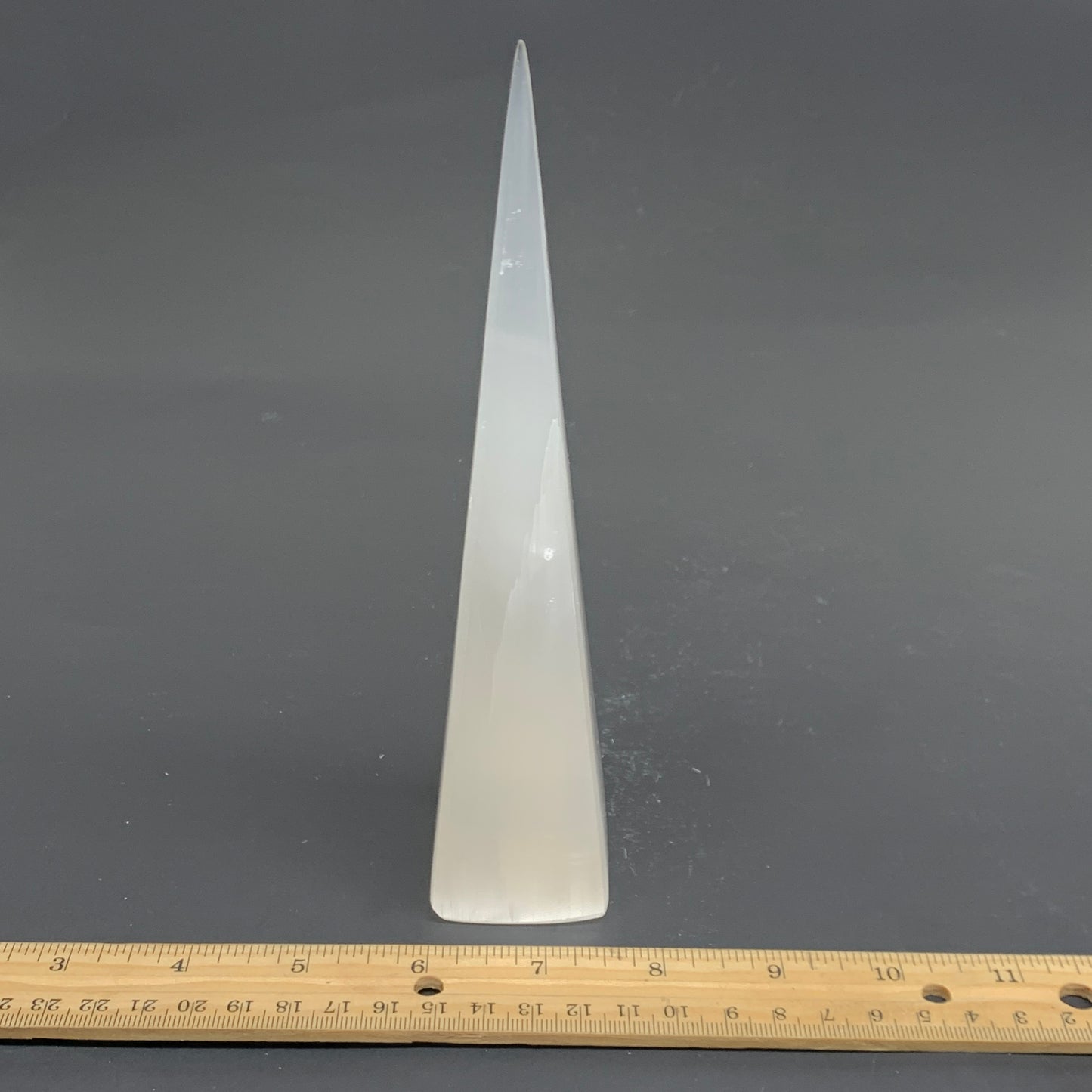 262.6g, 7.5"x1.6" Selenite (Satin Spar) Crystal Crystal Tower Point, B35962