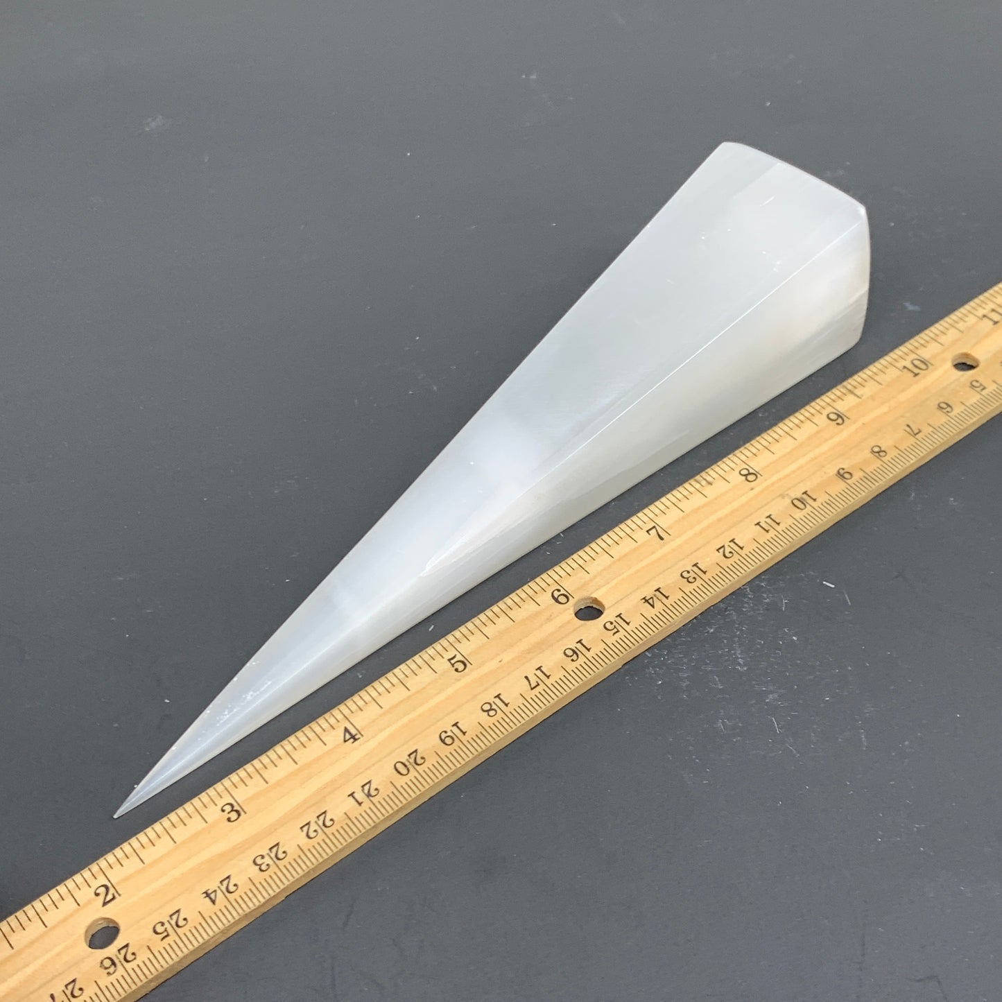 262.6g, 7.5"x1.6" Selenite (Satin Spar) Crystal Crystal Tower Point, B35962