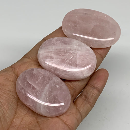 134.8g ,1.9"-2.1", 3pcs, Natural Pink Rose Quartz Palm-stone Small Sizes, B34550