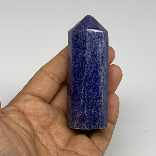 132.2g, 3.1"x1", Natural Lapis Lazuli Tower Point Obelisk Afghanistan,B30382