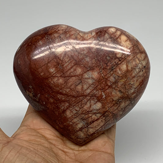 1.28 lbs, 3.8"x4.3"x1.7", Red Jasper Heart Polished Healing Home Decor, B33919