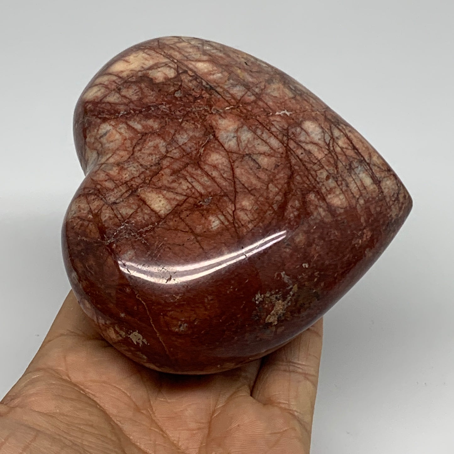 1.28 lbs, 3.8"x4.3"x1.7", Red Jasper Heart Polished Healing Home Decor, B33919