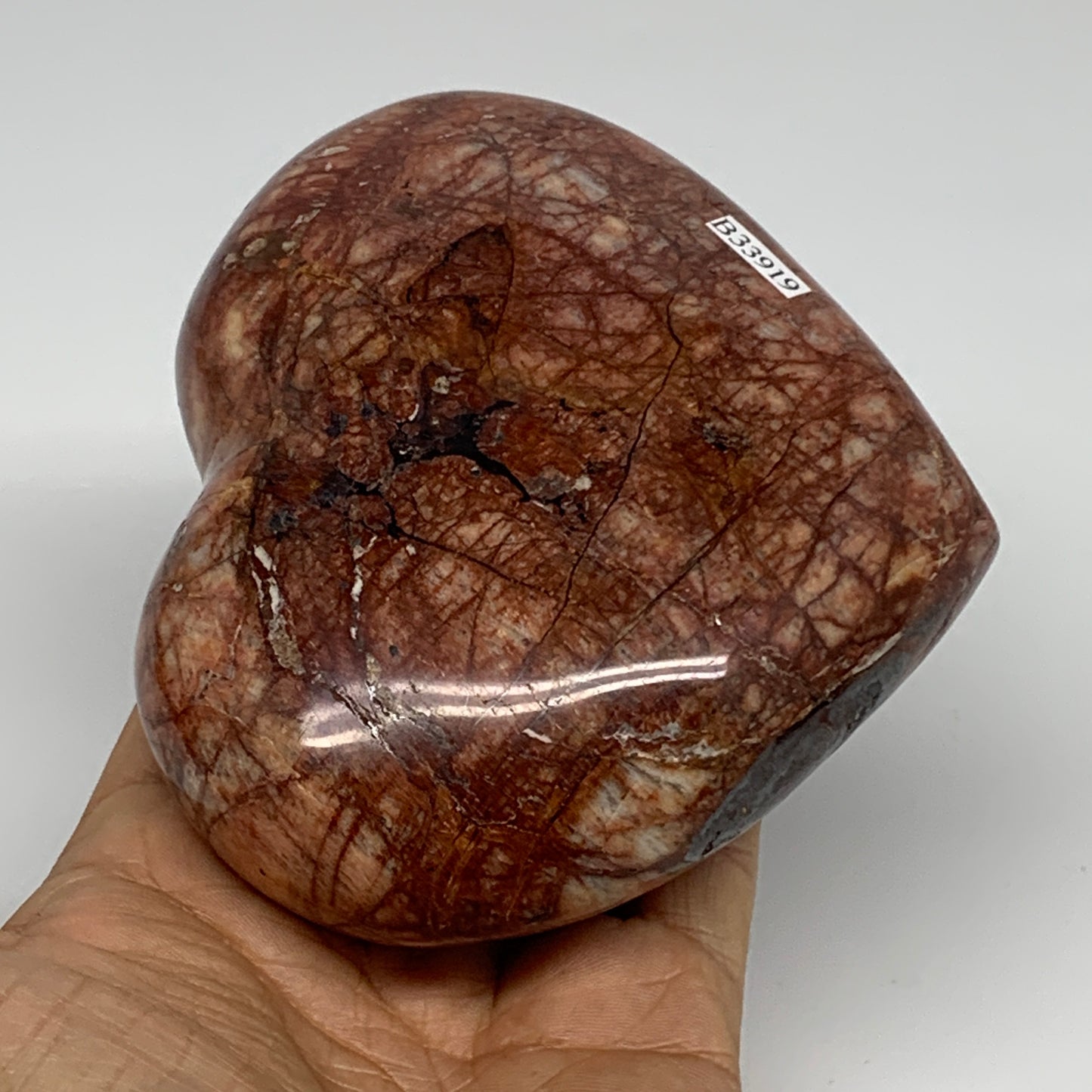 1.28 lbs, 3.8"x4.3"x1.7", Red Jasper Heart Polished Healing Home Decor, B33919