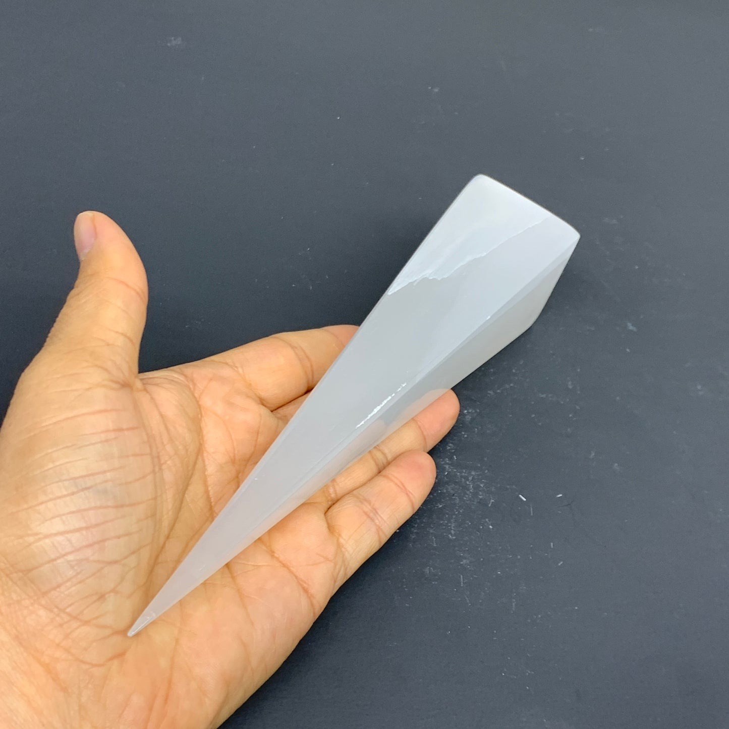 271g, 7.7"x1.6" Selenite (Satin Spar) Crystal Crystal Tower Point, B35963