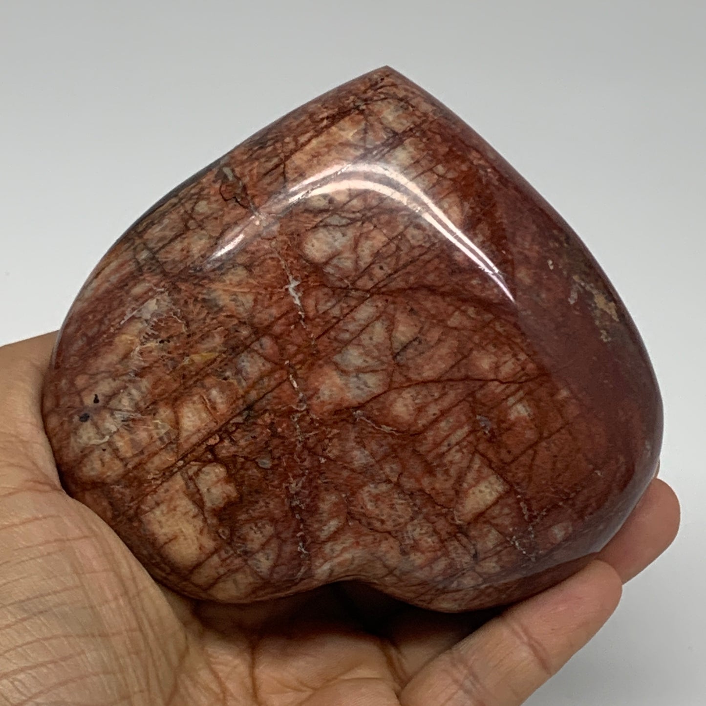 1.28 lbs, 3.8"x4.3"x1.7", Red Jasper Heart Polished Healing Home Decor, B33919