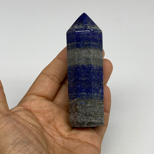 174.4g, 3.6"x1.1", Natural Lapis Lazuli Tower Point Obelisk Afghanistan,B30383