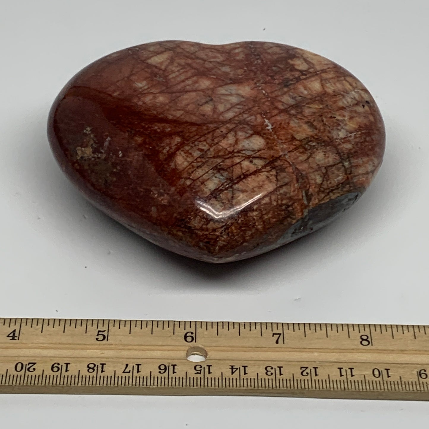 1.28 lbs, 3.8"x4.3"x1.7", Red Jasper Heart Polished Healing Home Decor, B33919