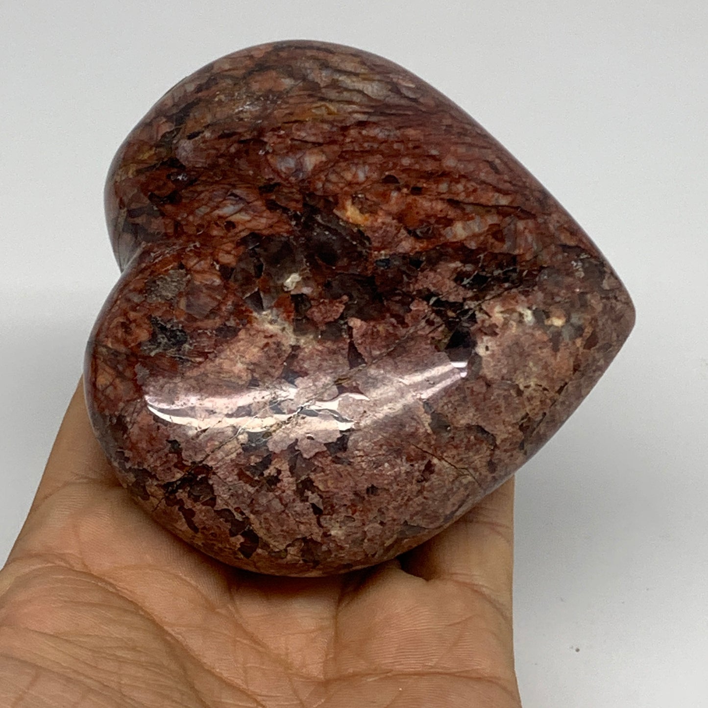 0.82 lbs, 3.4"x3.7"x1.4", Red Jasper Heart Polished Healing Home Decor, B33920