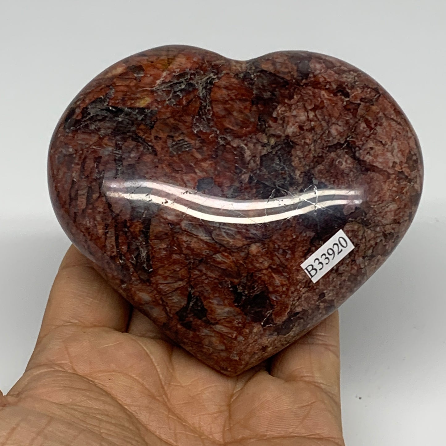 0.82 lbs, 3.4"x3.7"x1.4", Red Jasper Heart Polished Healing Home Decor, B33920