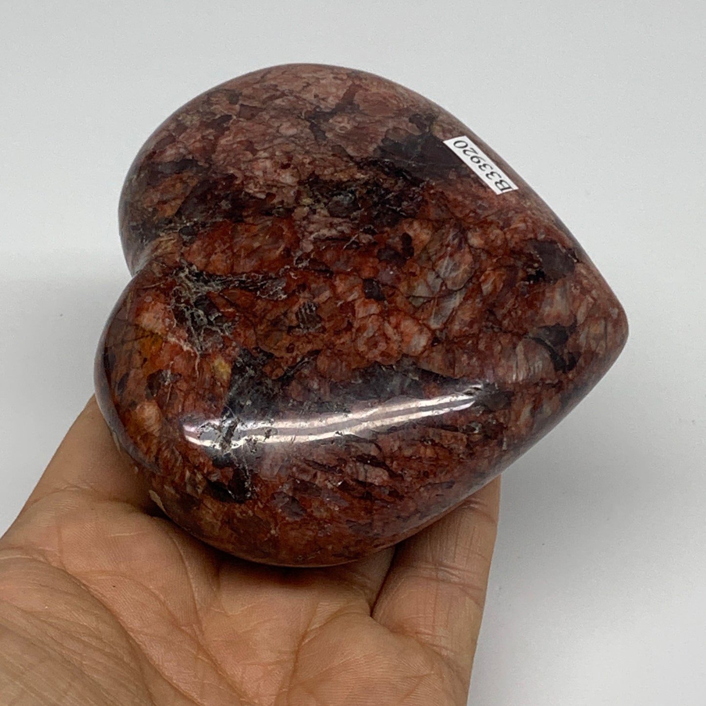 0.82 lbs, 3.4"x3.7"x1.4", Red Jasper Heart Polished Healing Home Decor, B33920