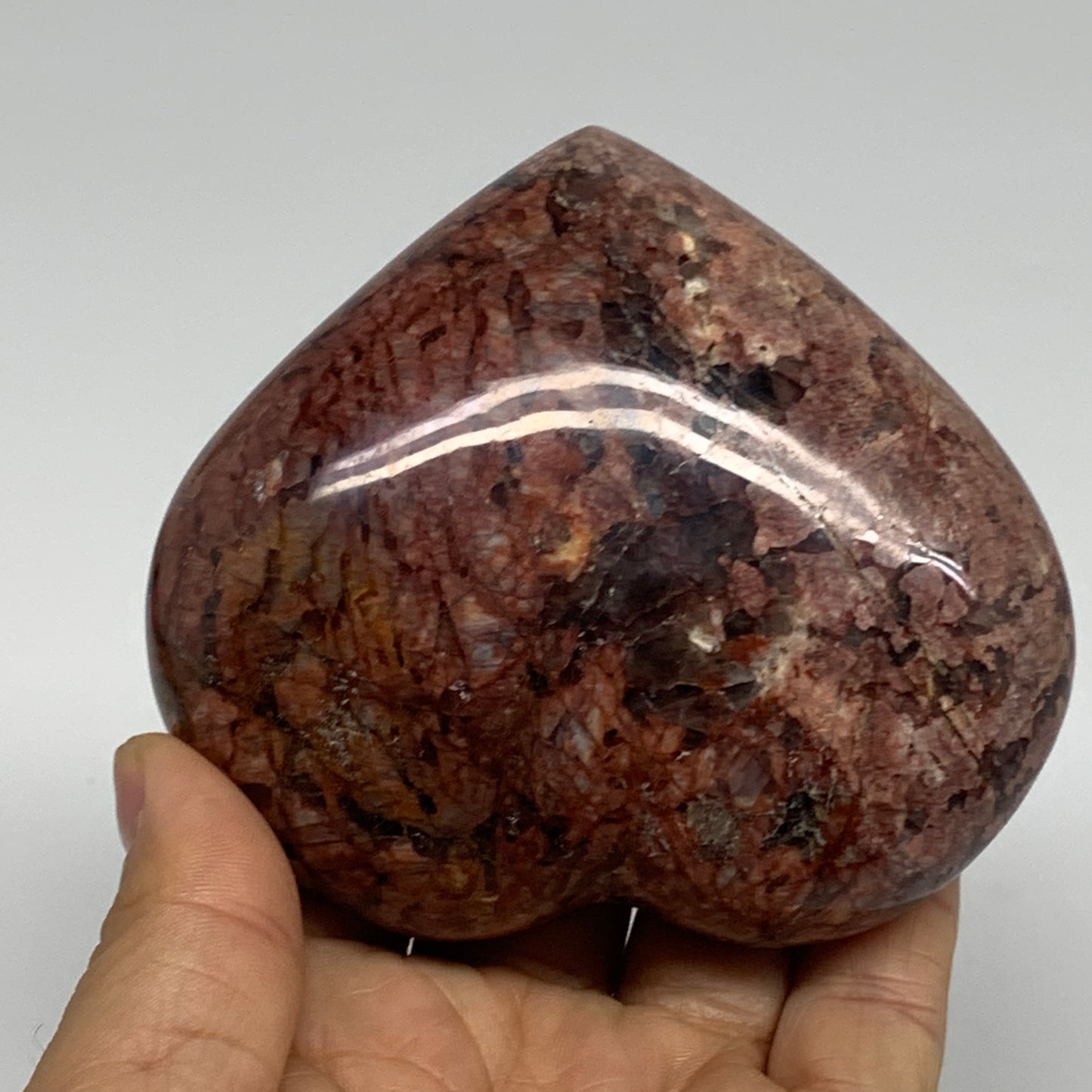 0.82 lbs, 3.4"x3.7"x1.4", Red Jasper Heart Polished Healing Home Decor, B33920