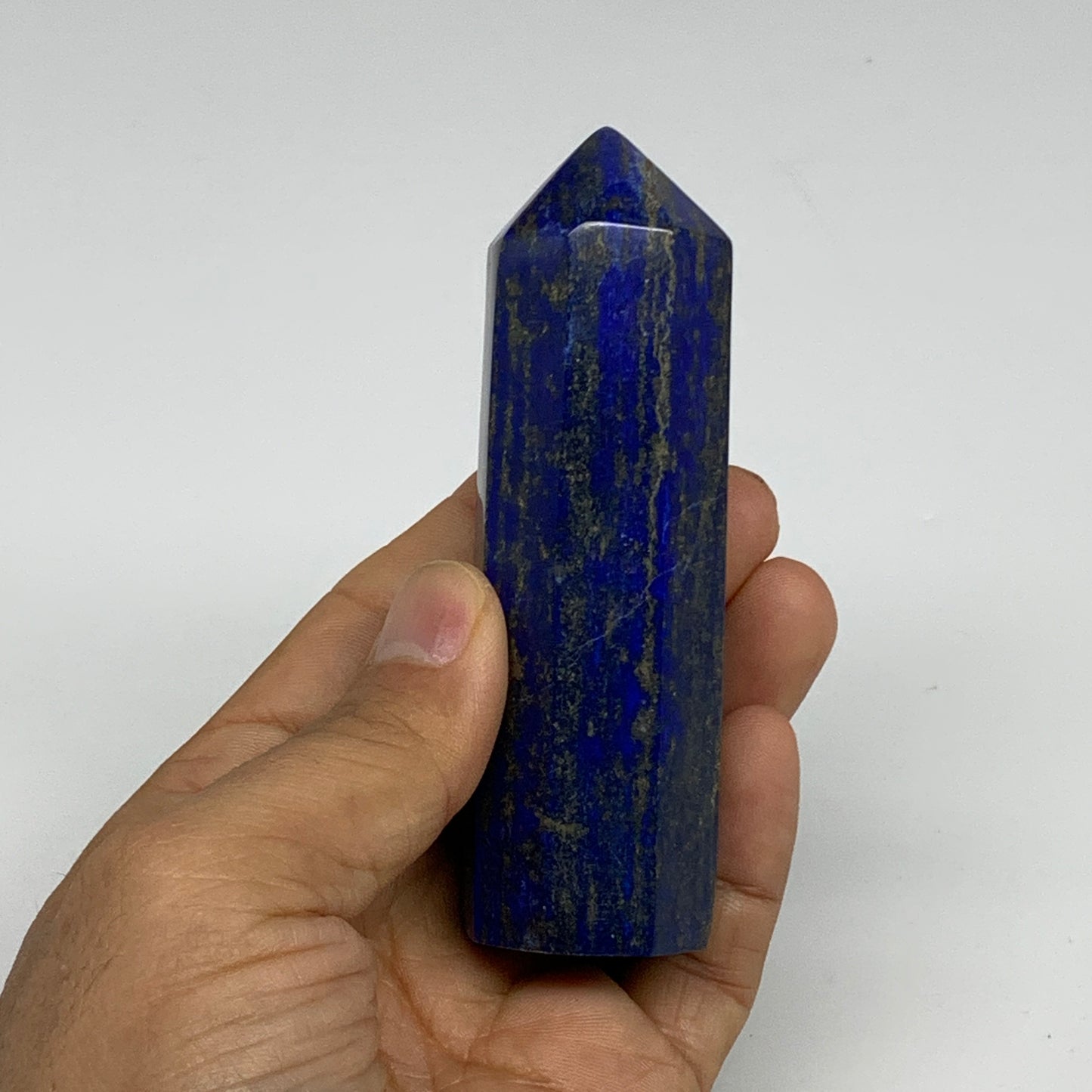 186.1g, 3.8"x1.1", Natural Lapis Lazuli Tower Point Obelisk Afghanistan,B30384