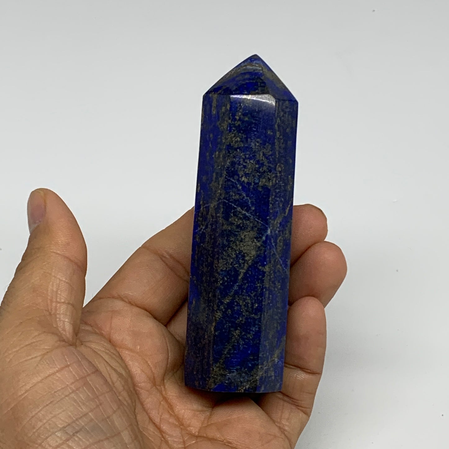 186.1g, 3.8"x1.1", Natural Lapis Lazuli Tower Point Obelisk Afghanistan,B30384