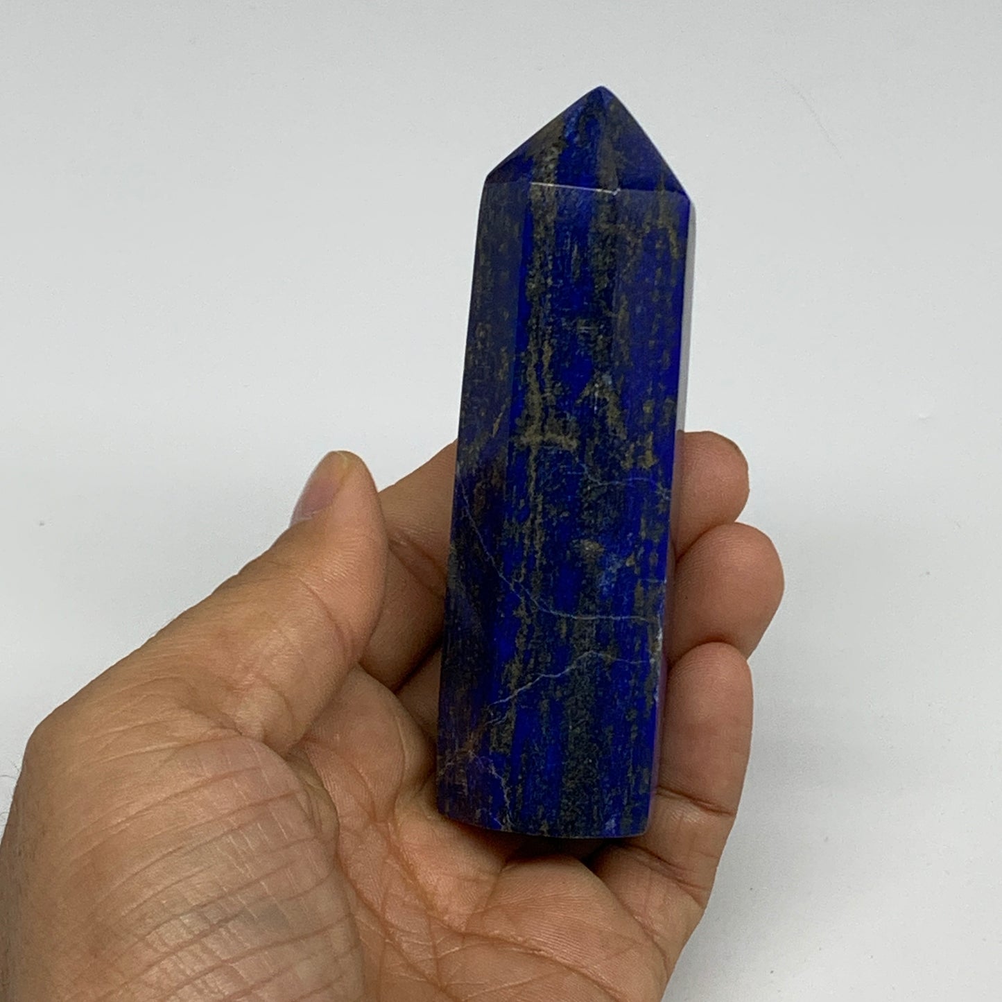 186.1g, 3.8"x1.1", Natural Lapis Lazuli Tower Point Obelisk Afghanistan,B30384