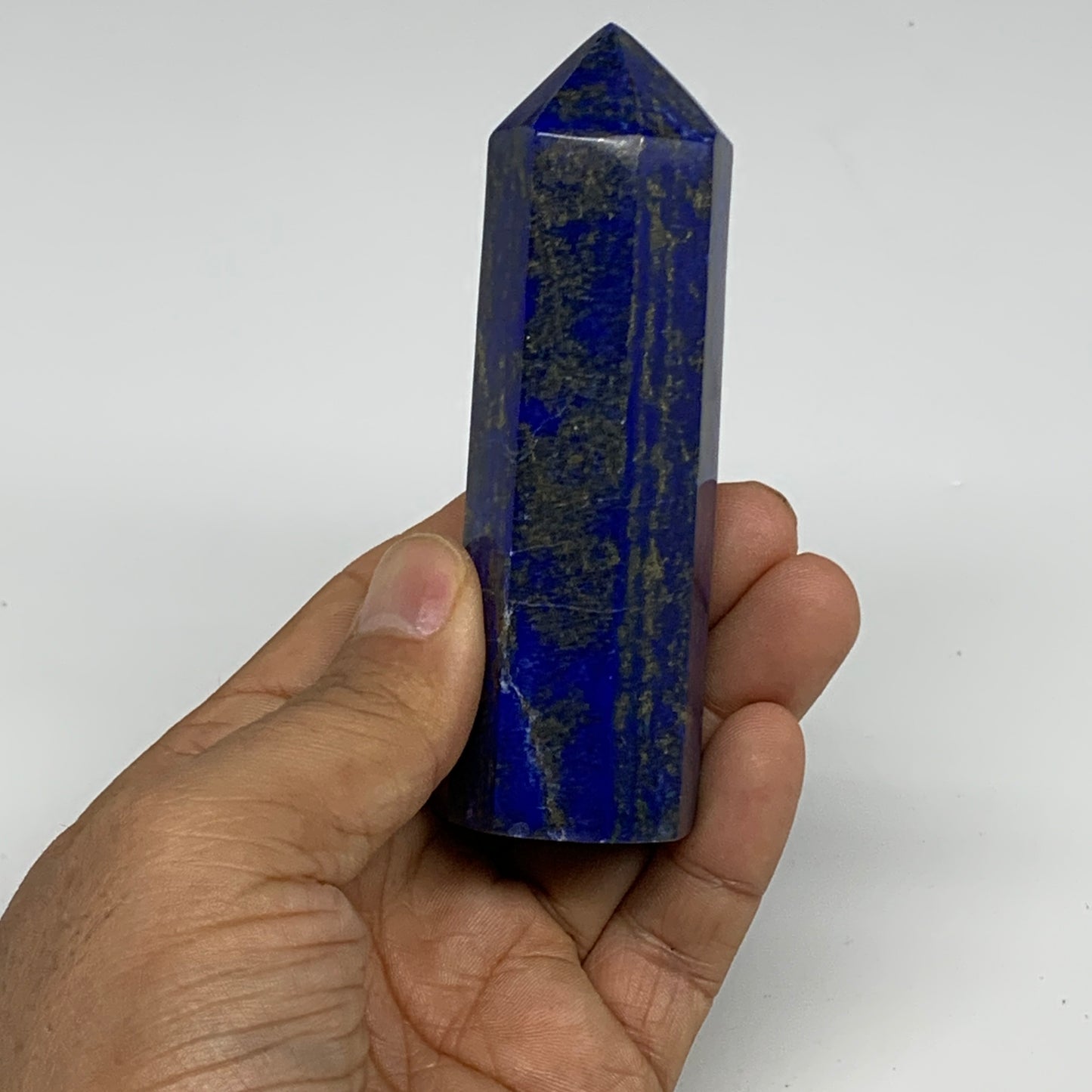 186.1g, 3.8"x1.1", Natural Lapis Lazuli Tower Point Obelisk Afghanistan,B30384