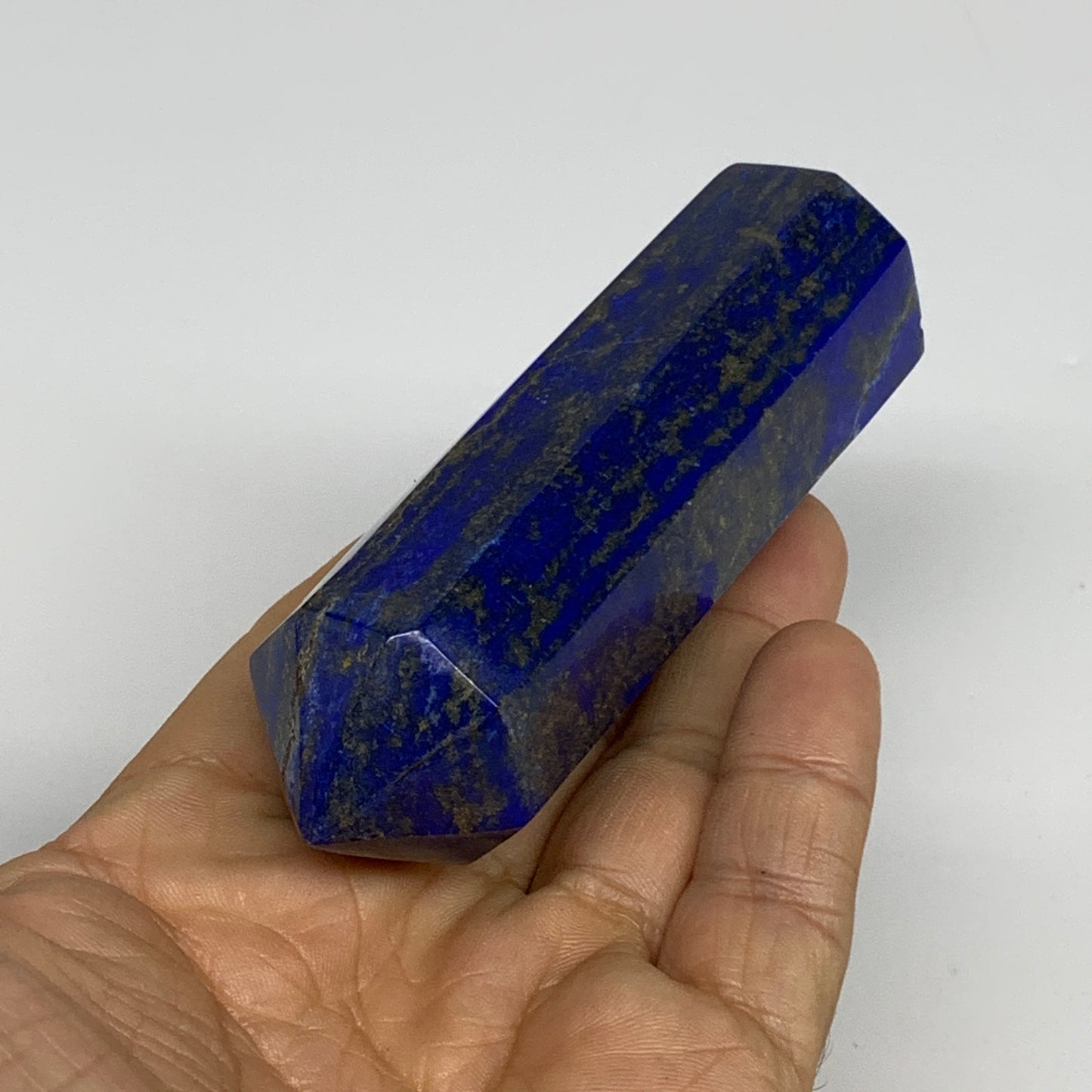 186.1g, 3.8"x1.1", Natural Lapis Lazuli Tower Point Obelisk Afghanistan,B30384