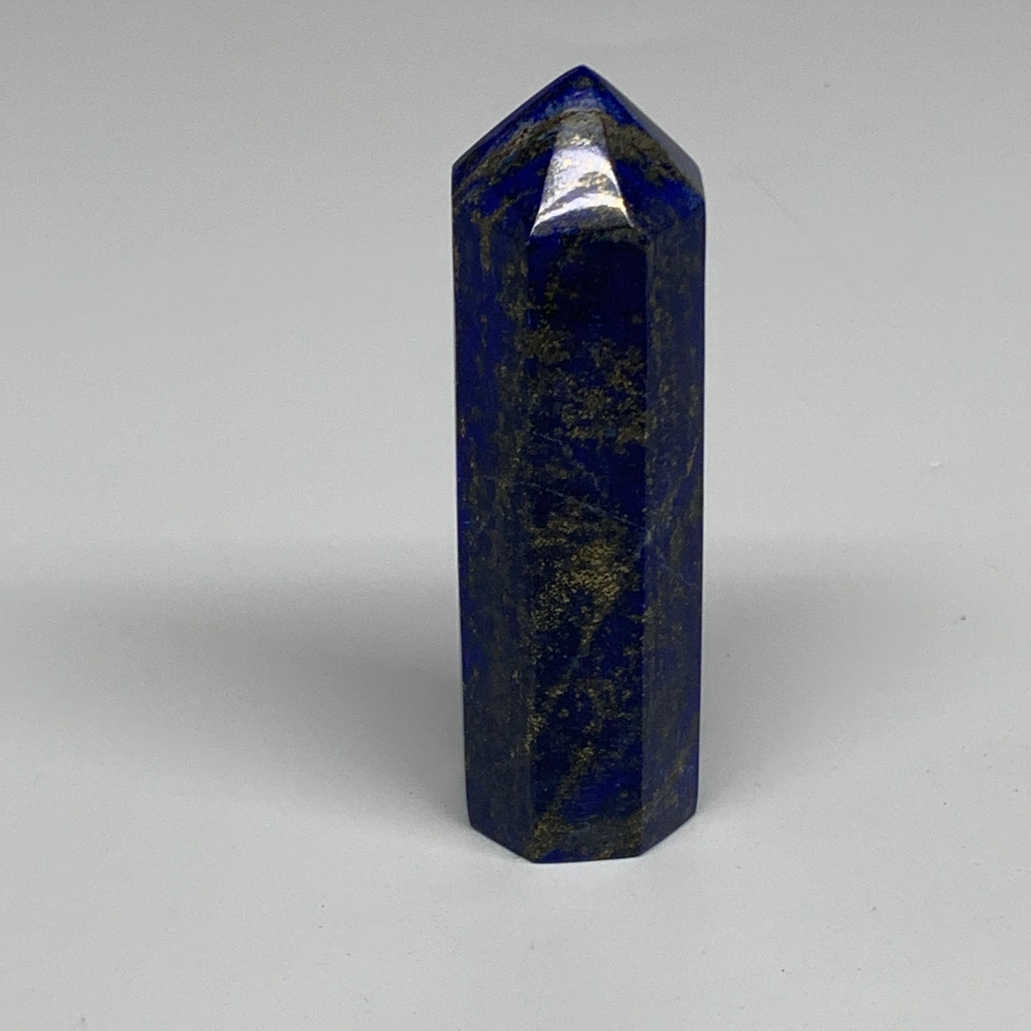 186.1g, 3.8"x1.1", Natural Lapis Lazuli Tower Point Obelisk Afghanistan,B30384