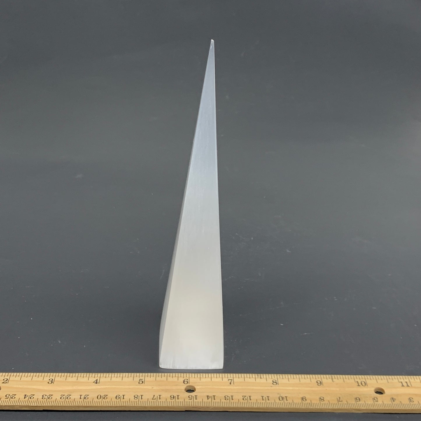 238.6g, 7.5"x1.6" Selenite (Satin Spar) Crystal Crystal Tower Point, B35964