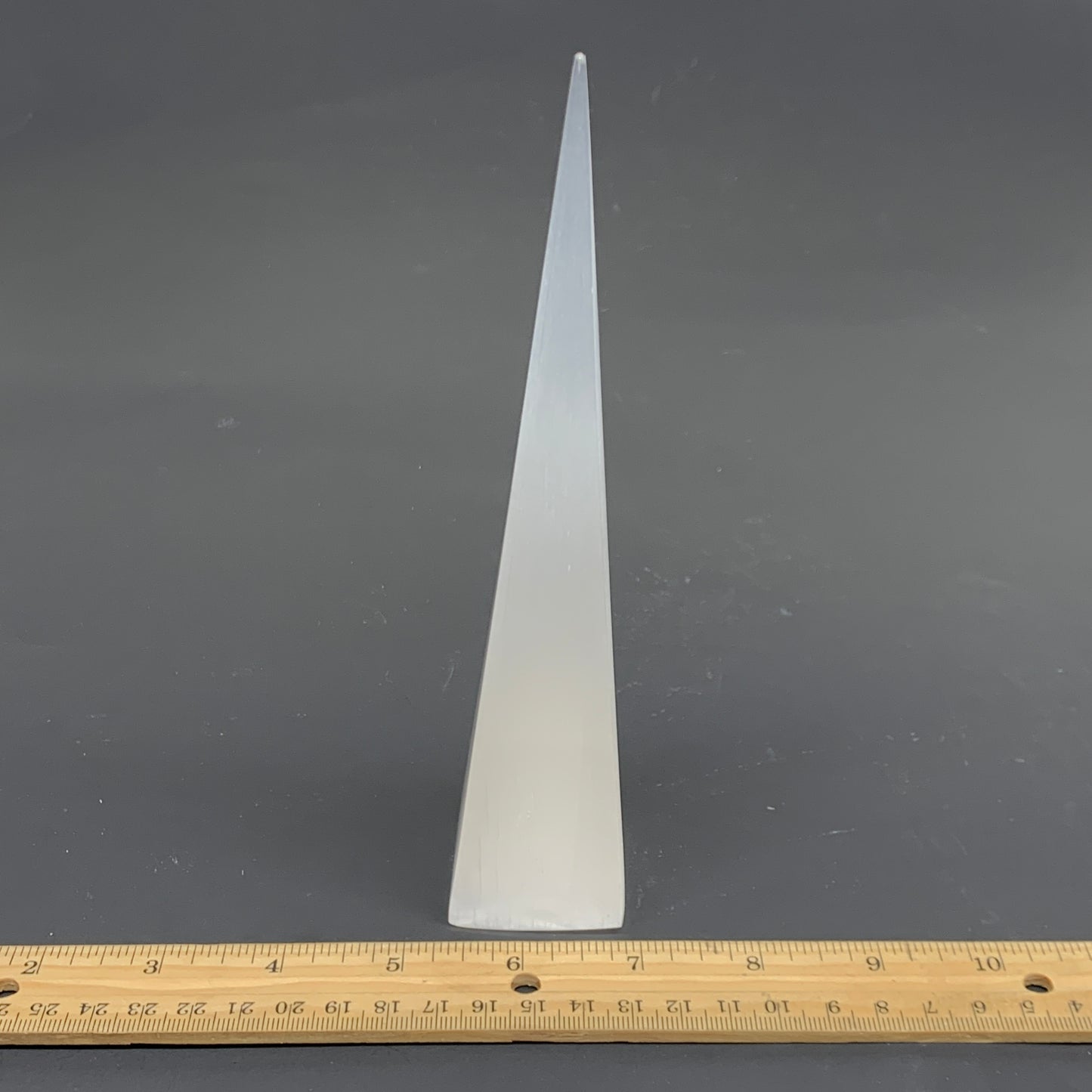 238.6g, 7.5"x1.6" Selenite (Satin Spar) Crystal Crystal Tower Point, B35964