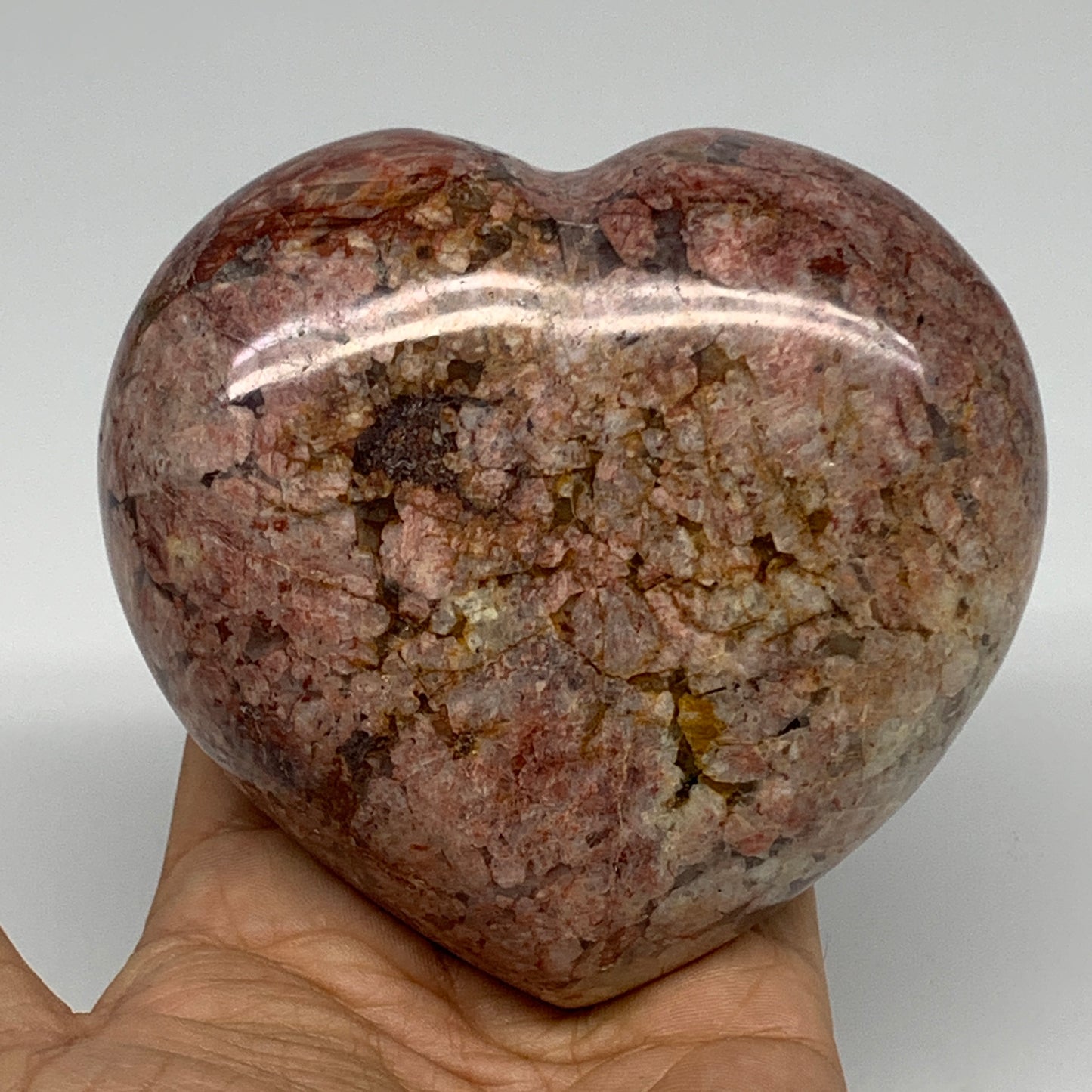 1.58 lbs, 3.8"x4.1"x3", Red Jasper Heart Polished Healing Home Decor, B33922