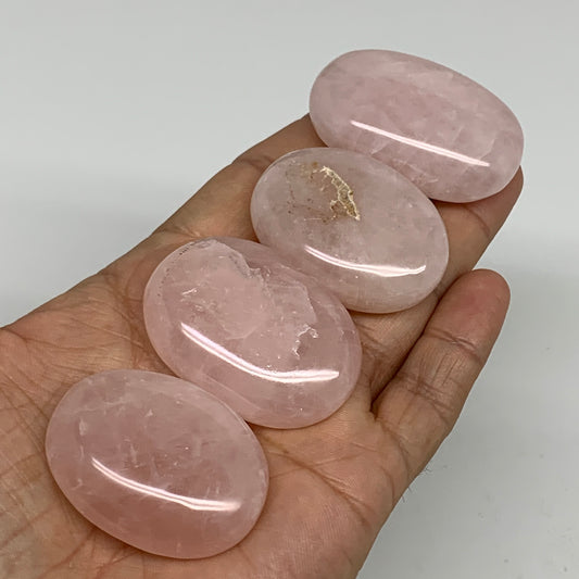 144.8g ,1.7"-1.9", 4pcs, Natural Pink Rose Quartz Palm-stone Small Sizes, B34554