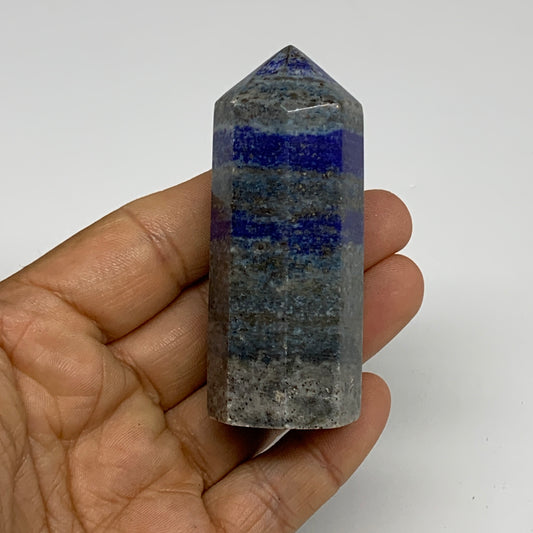 117.4g, 3.8"x1.1", Natural Lapis Lazuli Tower Point Obelisk Afghanistan,B30387