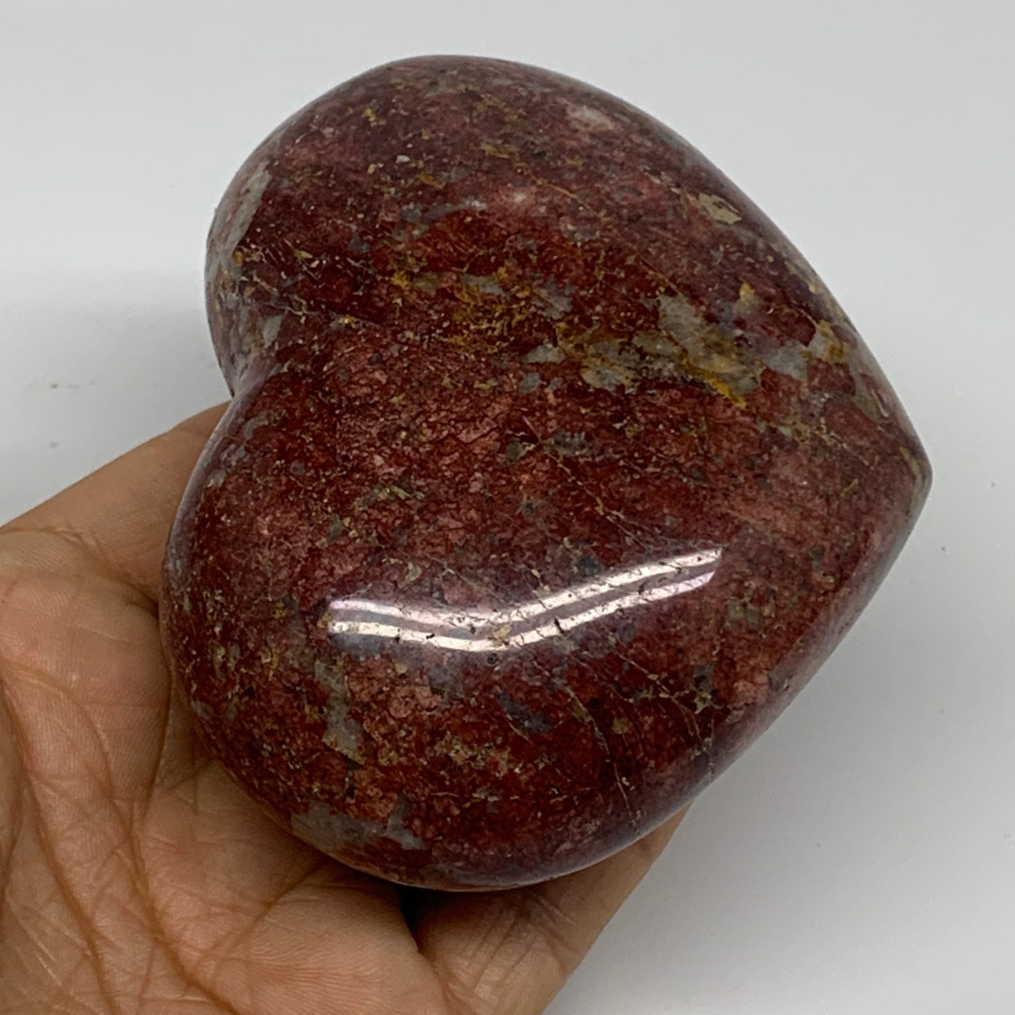 0.84 lbs, 3"x3.8"x1.6", Red Jasper Heart Polished Healing Home Decor, B33924