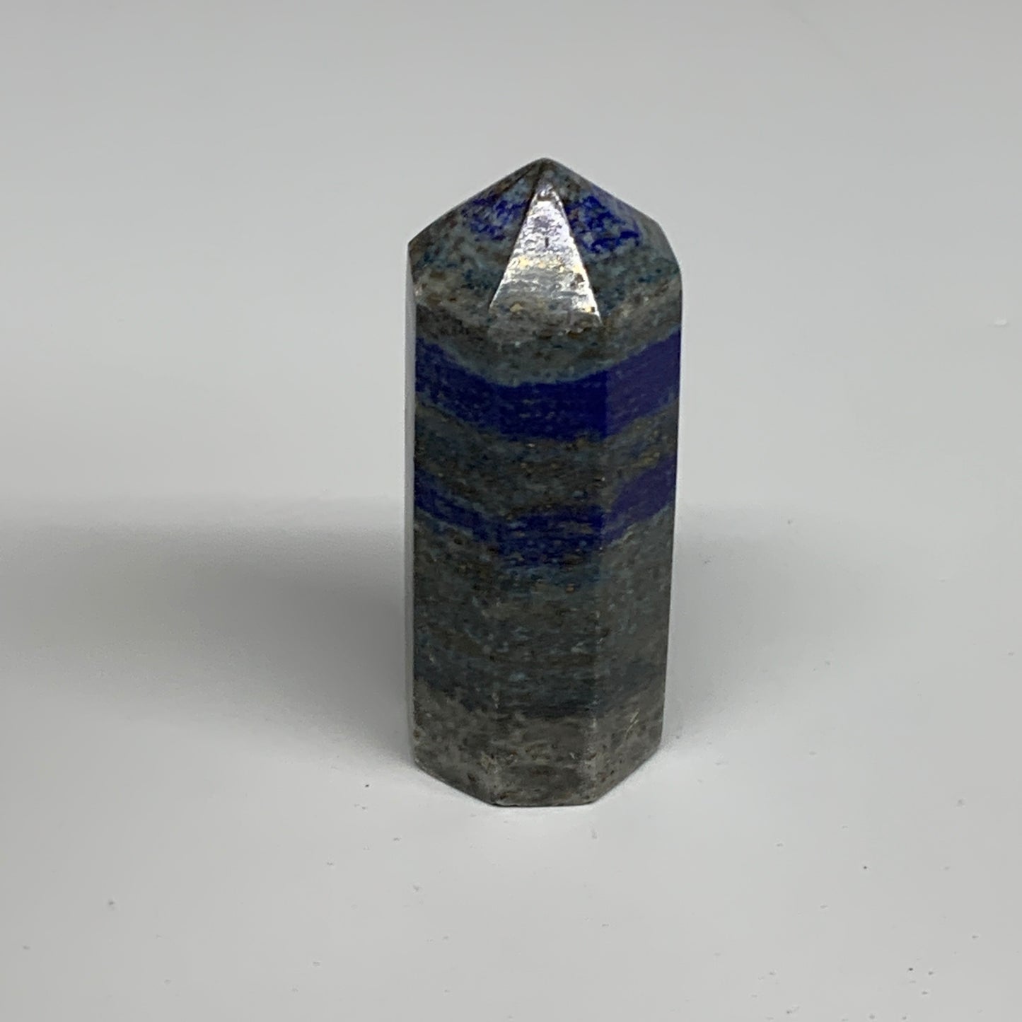 117.4g, 3.8"x1.1", Natural Lapis Lazuli Tower Point Obelisk Afghanistan,B30387