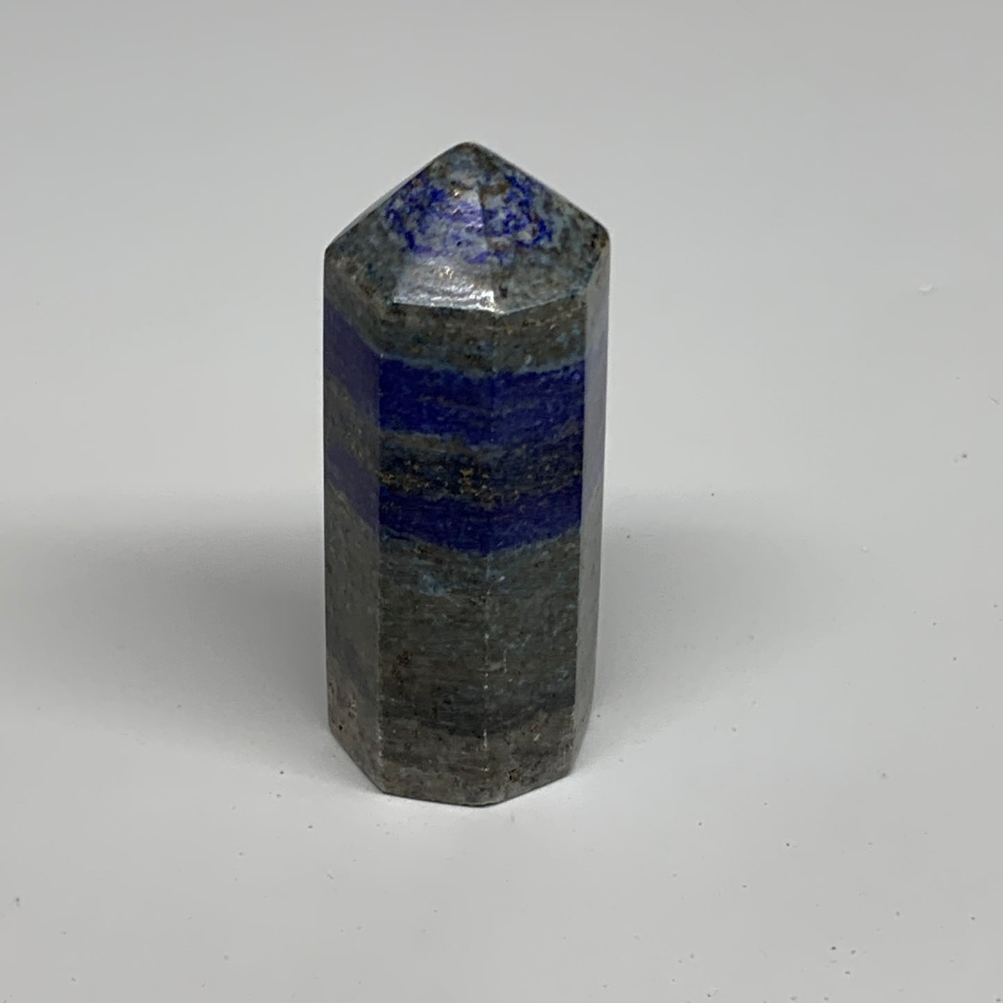 117.4g, 3.8"x1.1", Natural Lapis Lazuli Tower Point Obelisk Afghanistan,B30387