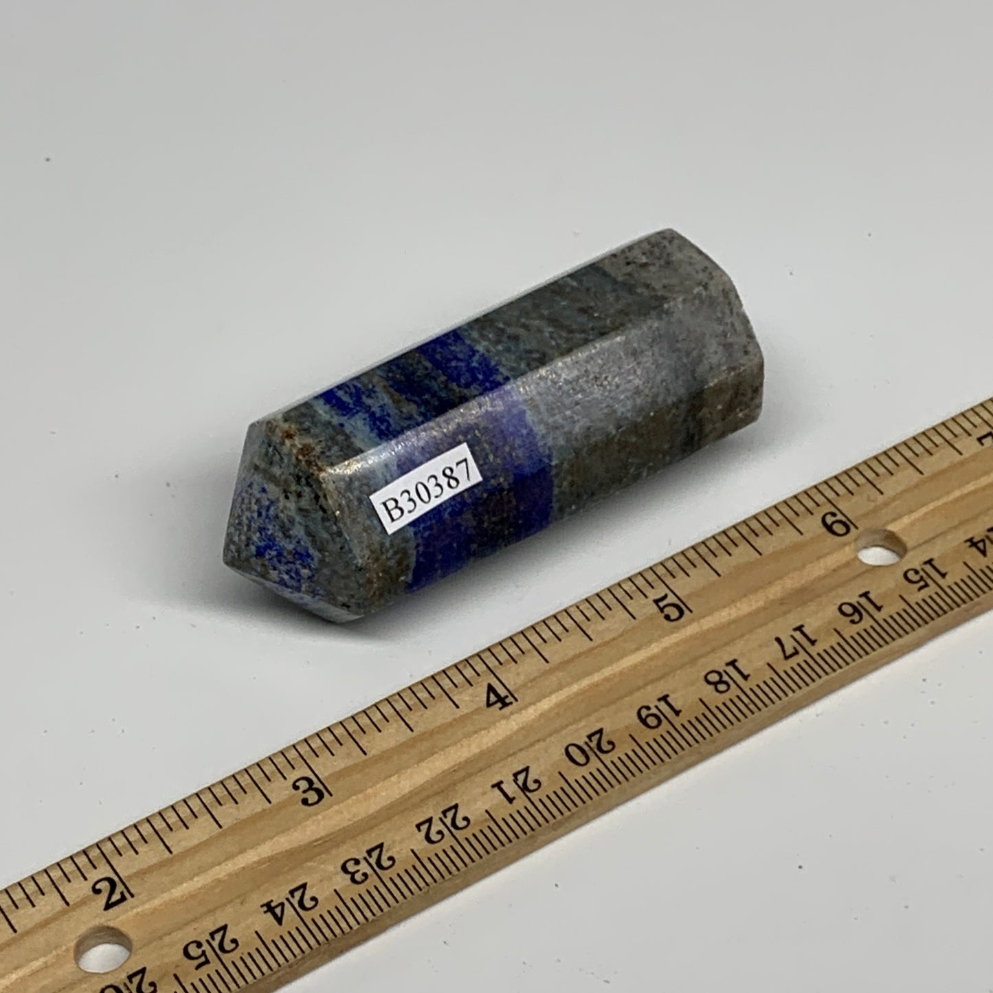 117.4g, 3.8"x1.1", Natural Lapis Lazuli Tower Point Obelisk Afghanistan,B30387