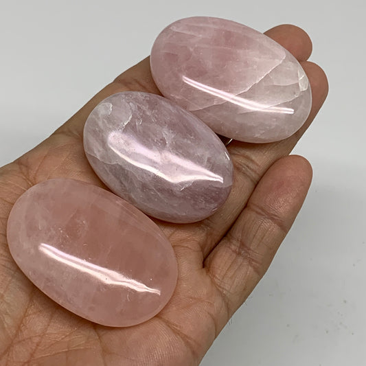 121g ,1.8"-2", 3pcs, Natural Pink Rose Quartz Palm-stone Small Sizes, B34555