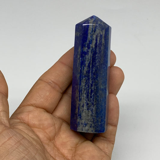 109.6g, 3.1"x0.9", Natural Lapis Lazuli Tower Point Obelisk Afghanistan,B30388