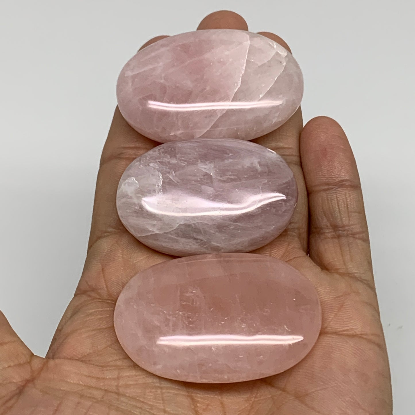 121g ,1.8"-2", 3pcs, Natural Pink Rose Quartz Palm-stone Small Sizes, B34555