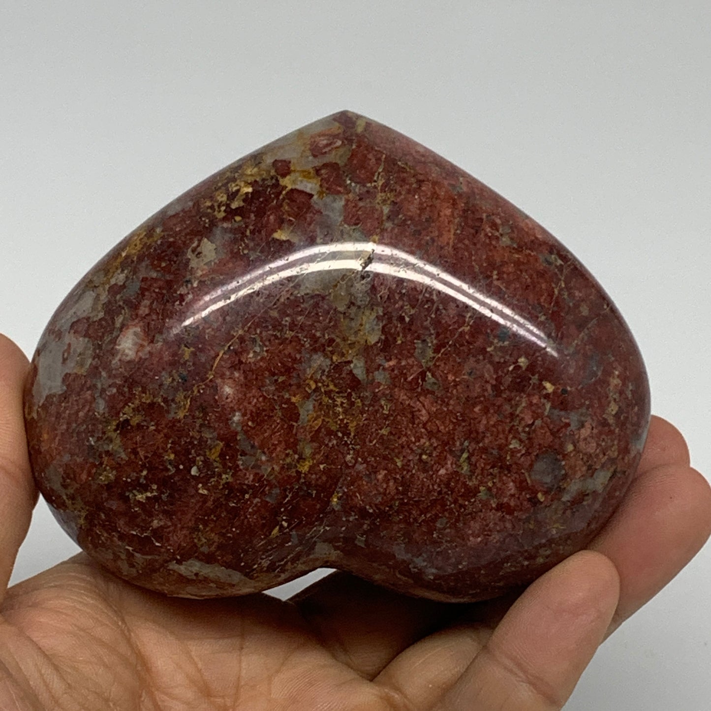 0.84 lbs, 3"x3.8"x1.6", Red Jasper Heart Polished Healing Home Decor, B33924