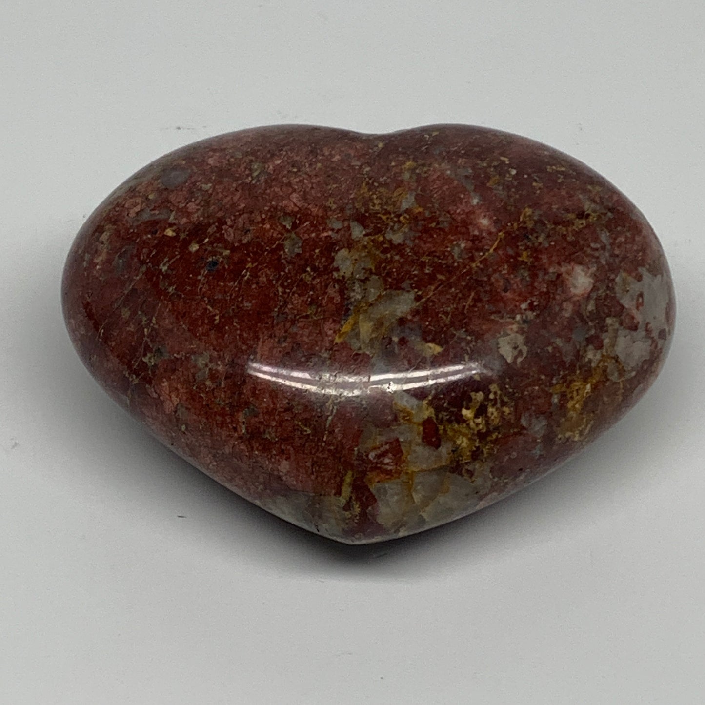 0.84 lbs, 3"x3.8"x1.6", Red Jasper Heart Polished Healing Home Decor, B33924