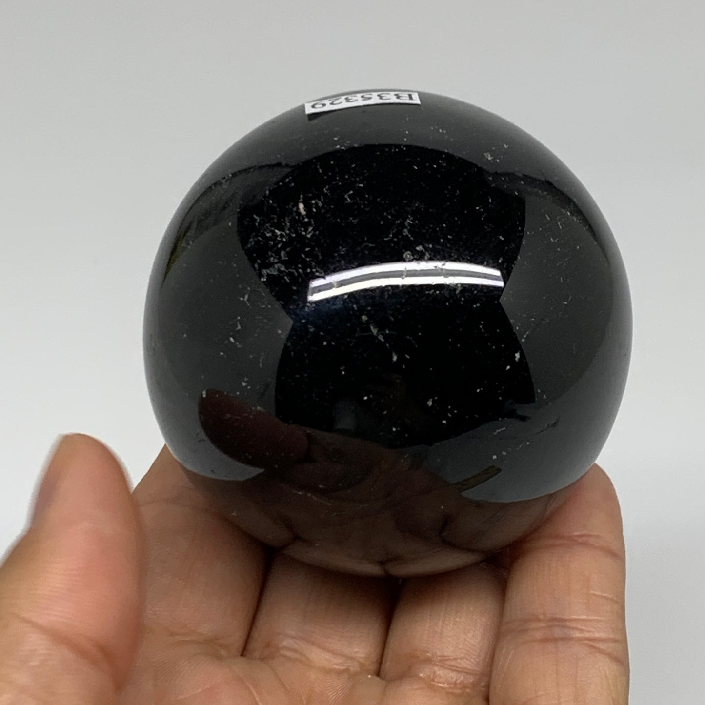 384g,2.4"(60mm), Natural Black Tourmaline Sphere Ball Gemstone,B35329