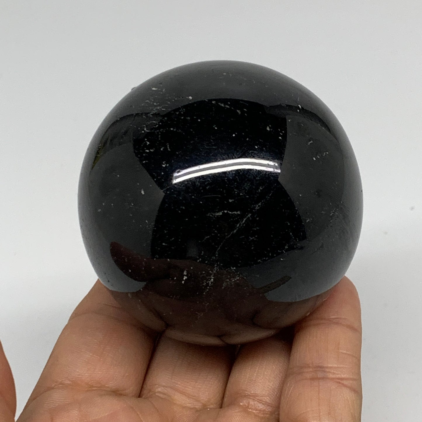 384g,2.4"(60mm), Natural Black Tourmaline Sphere Ball Gemstone,B35329