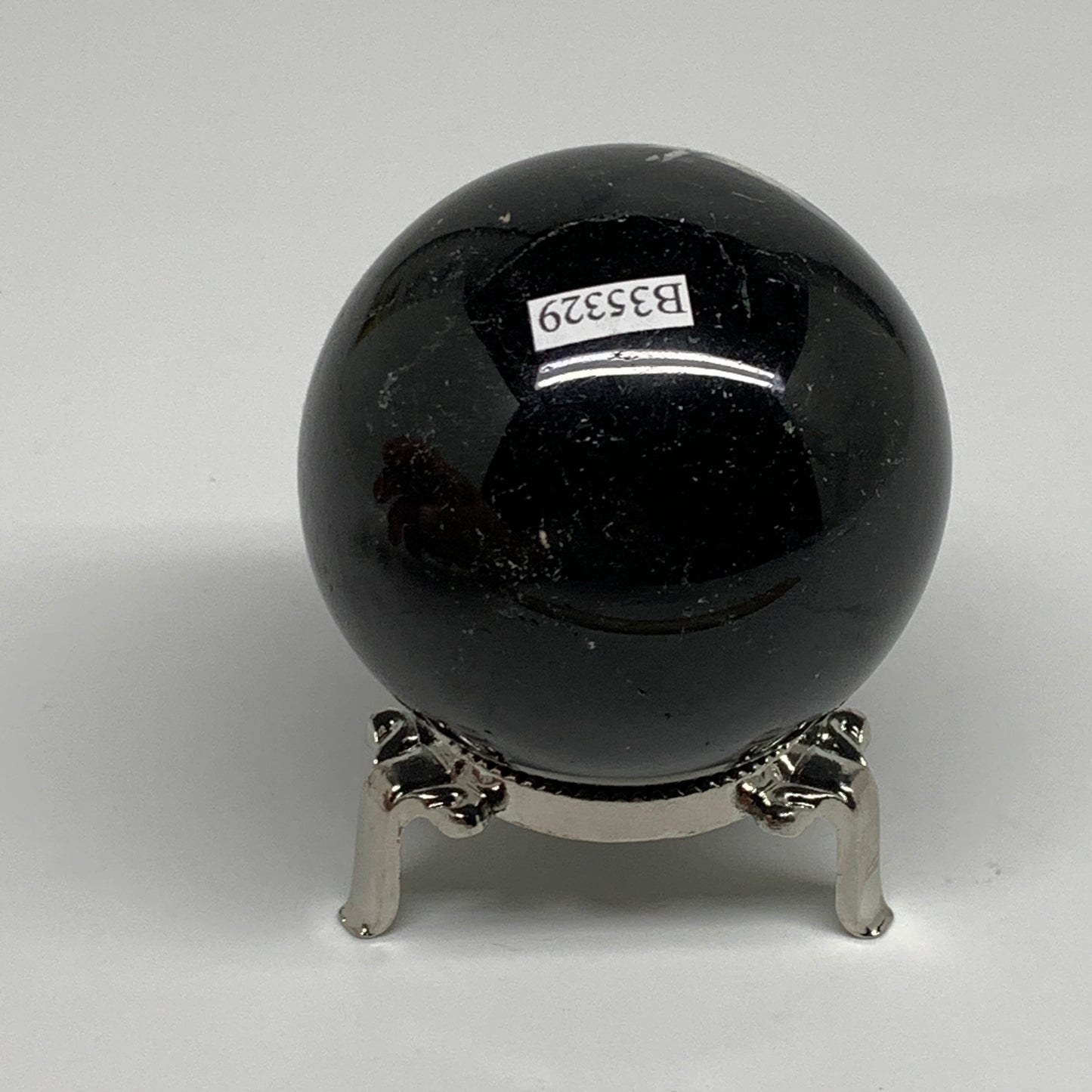 384g,2.4"(60mm), Natural Black Tourmaline Sphere Ball Gemstone,B35329