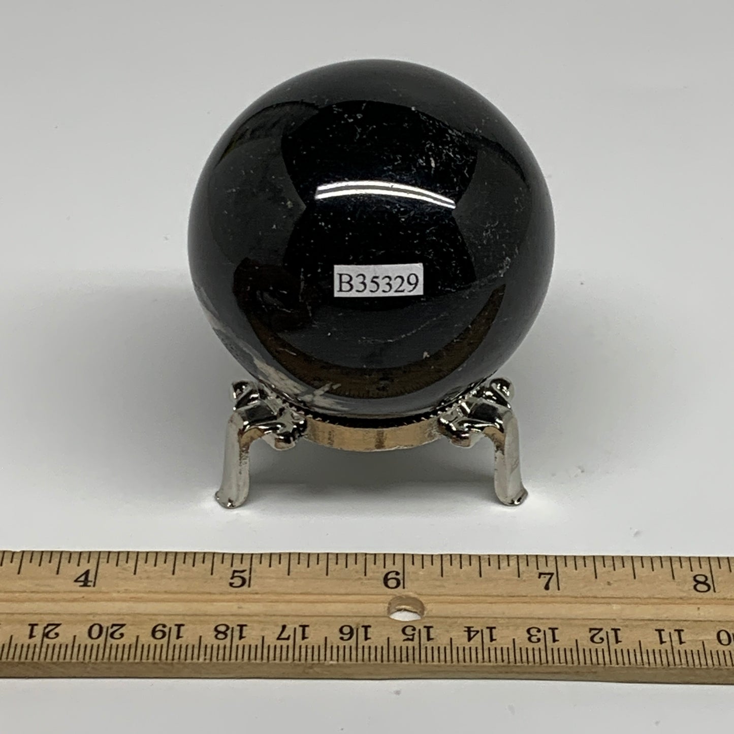 384g,2.4"(60mm), Natural Black Tourmaline Sphere Ball Gemstone,B35329