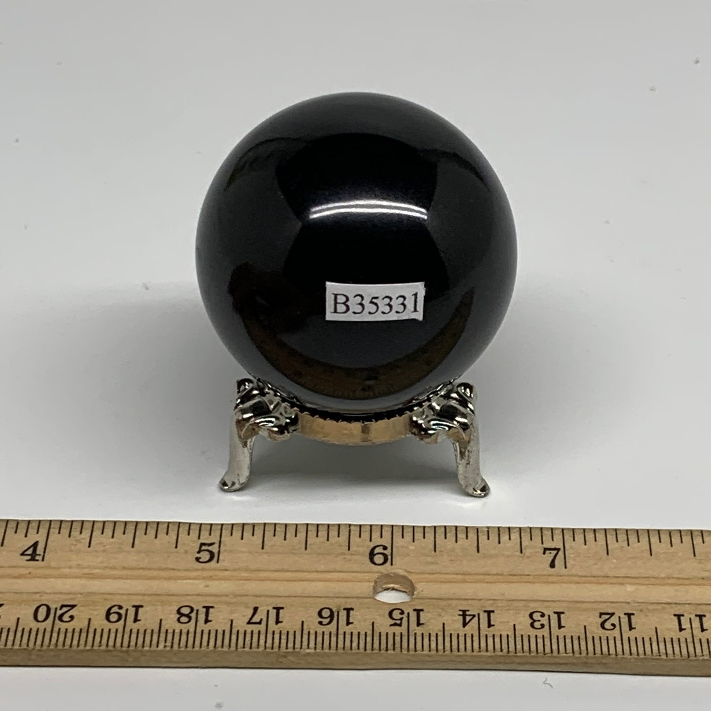 159.9g, 1.9"(47mm), Natural Black Agate Sphere Ball Polished Gemstone, B35331