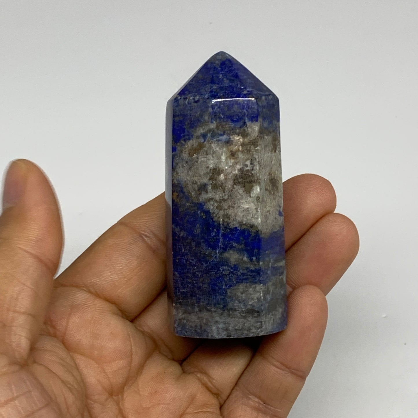 126.4g,2.7"x1", Natural Lapis Lazuli Tower Point Obelisk Afghanistan,B30394