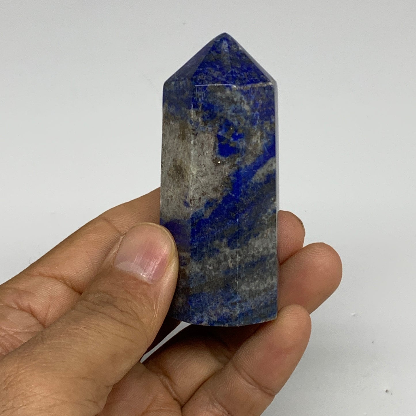 126.4g,2.7"x1", Natural Lapis Lazuli Tower Point Obelisk Afghanistan,B30394