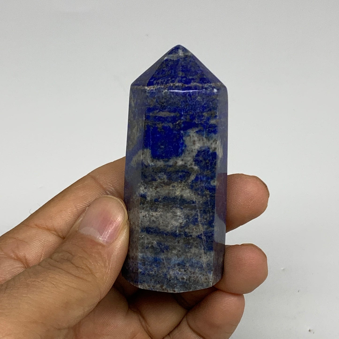 126.4g,2.7"x1", Natural Lapis Lazuli Tower Point Obelisk Afghanistan,B30394