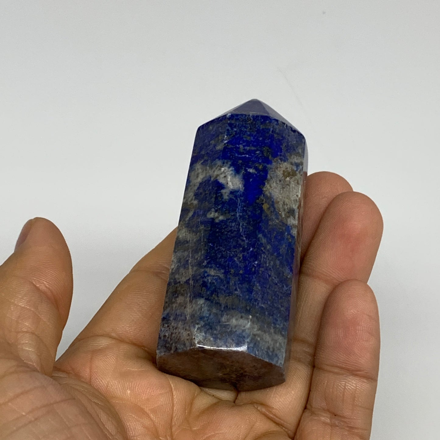 126.4g,2.7"x1", Natural Lapis Lazuli Tower Point Obelisk Afghanistan,B30394